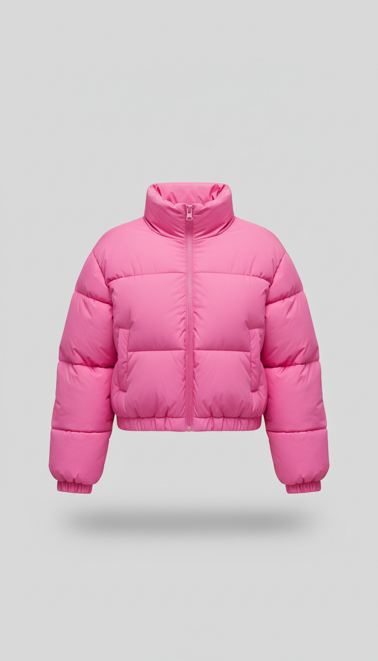 Pulse Pink Cropped Puffer Jacket
